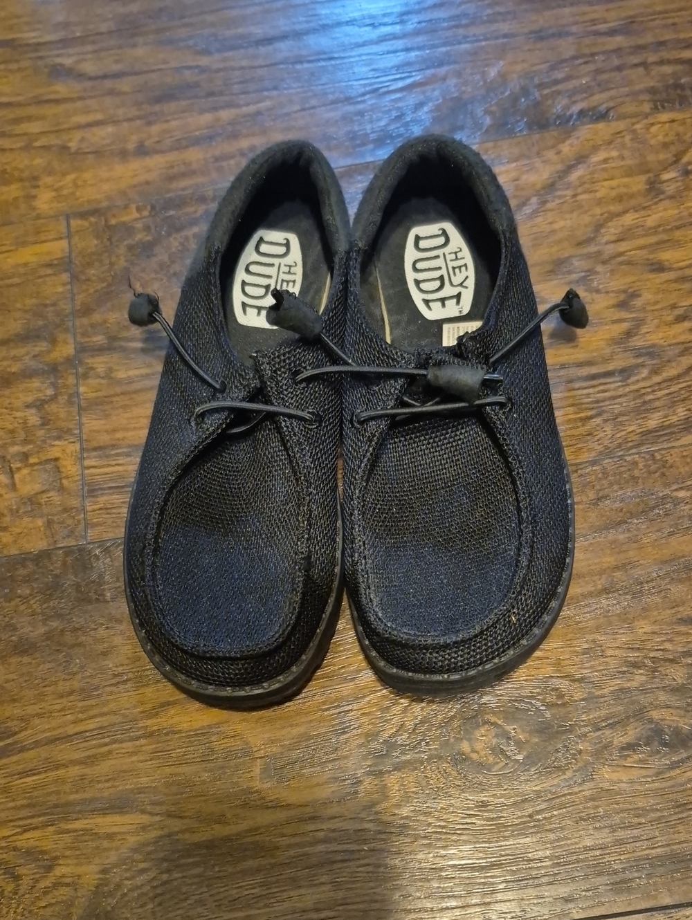 Hey Dude Women Black Slip-On Canvas Sneakers with Toggle Lacing